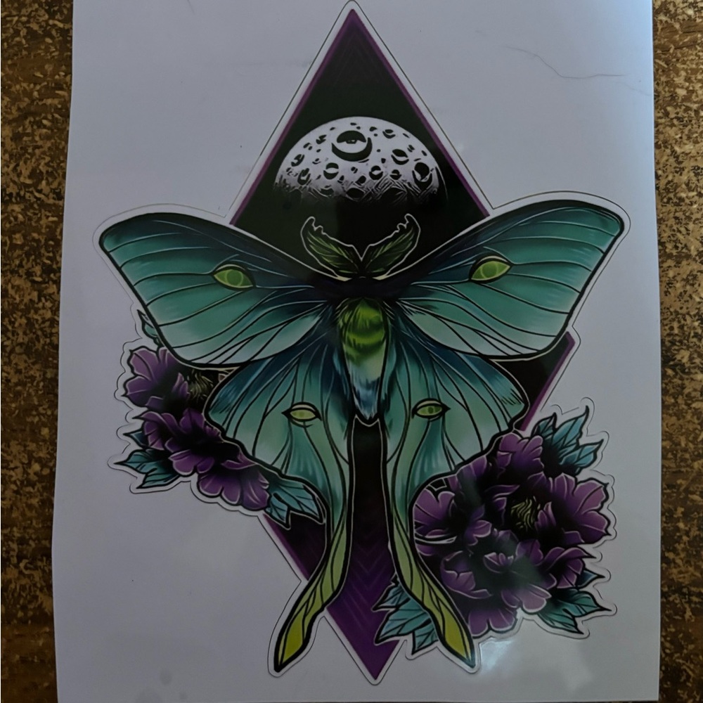 (3 for $20)Luna Moth Vinyl Waterproof Sticker Decal